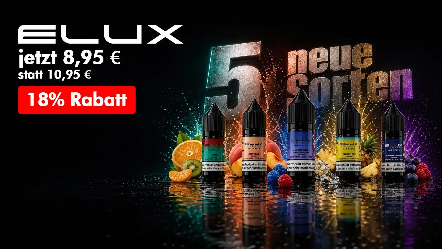 5 neue ELUX mit Nikotinsalz im Angebot