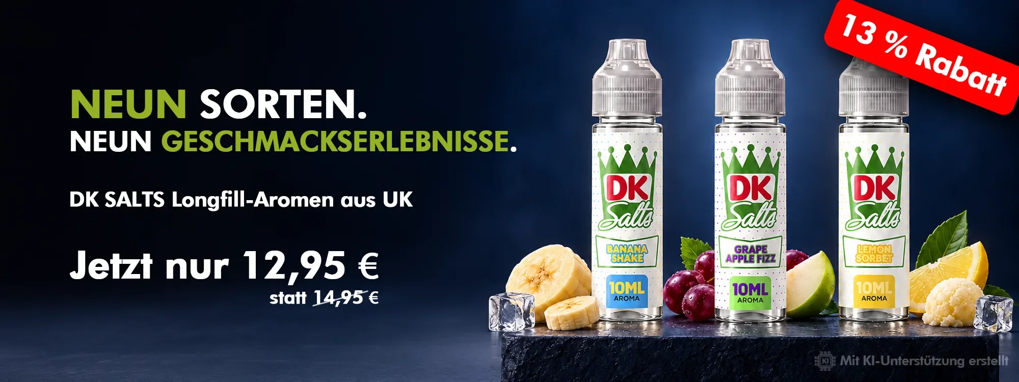 9 Sorten direkt aus UK zum Probieren! DK Salts jetzt entdecken!