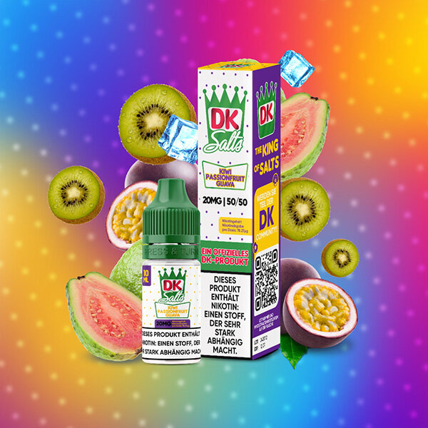 DK Salts Kiwi Passionfruit Guava Ice Nikotinsalz Liquid, 10,95 DK Salts Kiwi Passionfruit Guava Ice Nikotinsalz Liquid, 10,95